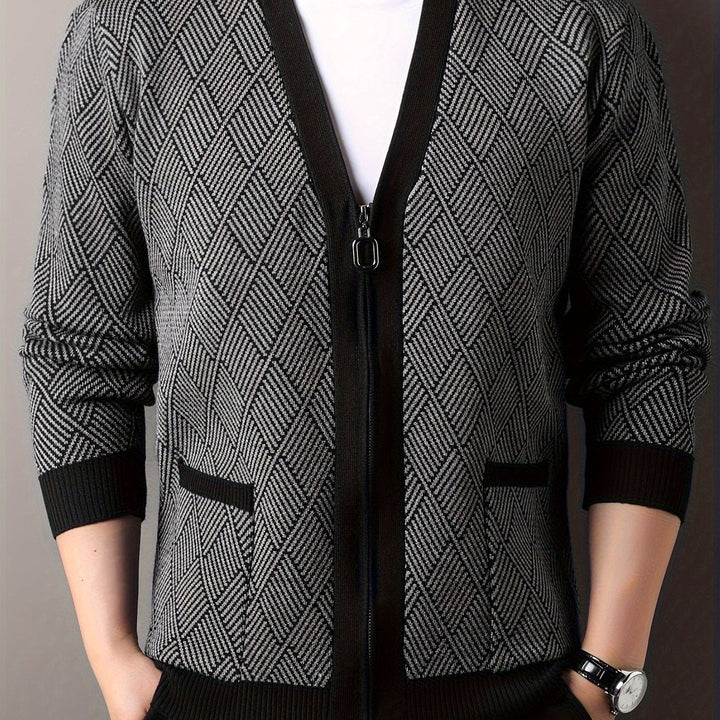 ROCKO | Cardigan décontracté pour homme avec fermeture éclair et col en V