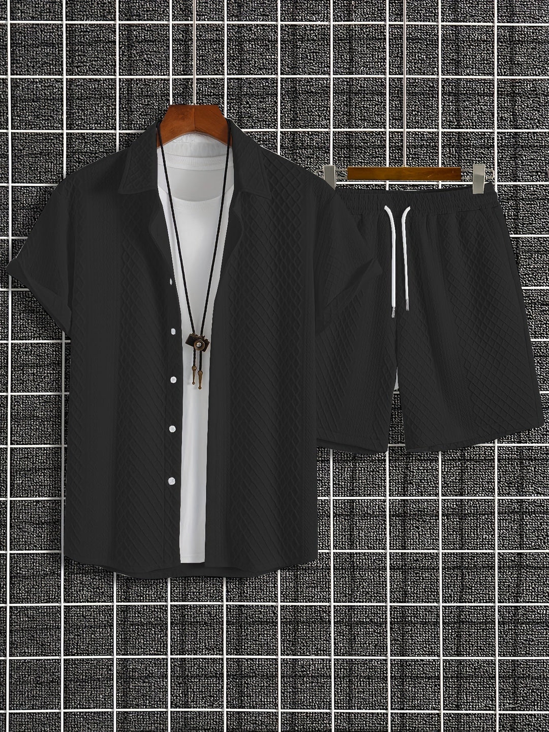 LEVANTO | Solid Checked Knitted Set