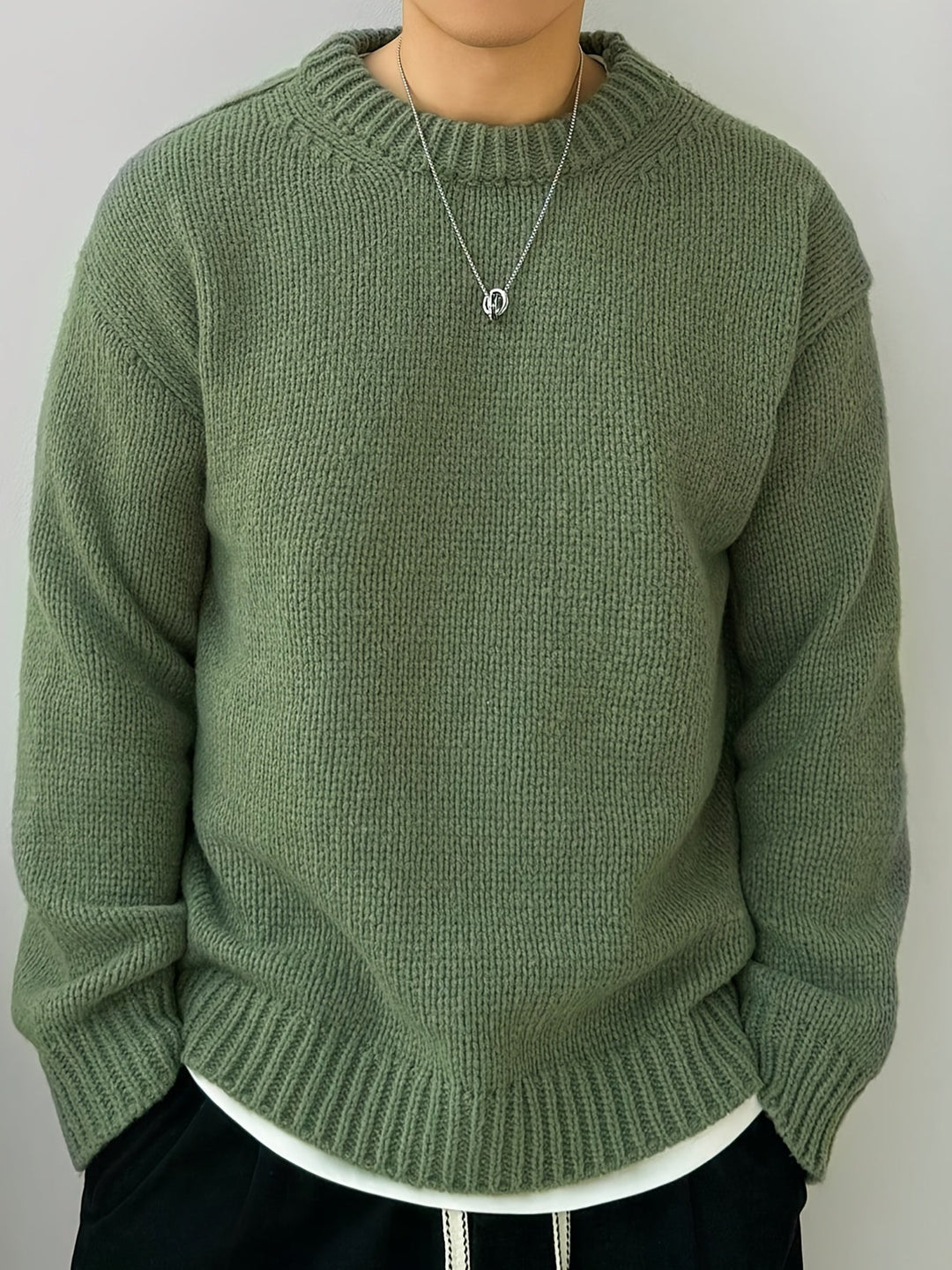 DANVAR | Casual Solid Knitted Men’s Sweater with Long Sleeves