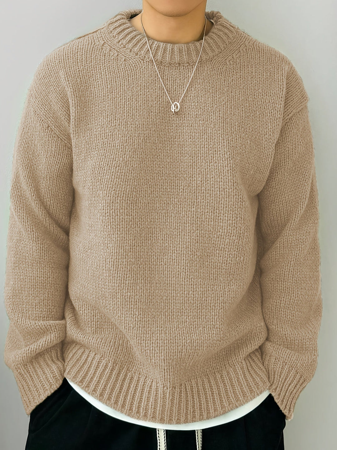 DANVAR | Casual Solid Knitted Men’s Sweater with Long Sleeves
