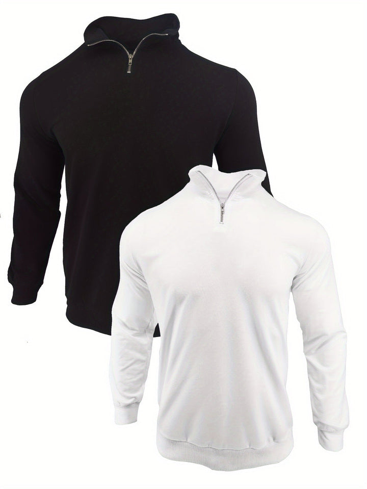 DANFEN | Casual Solid Men’s Sweatshirts with Half Zipper, Long Sleeves
