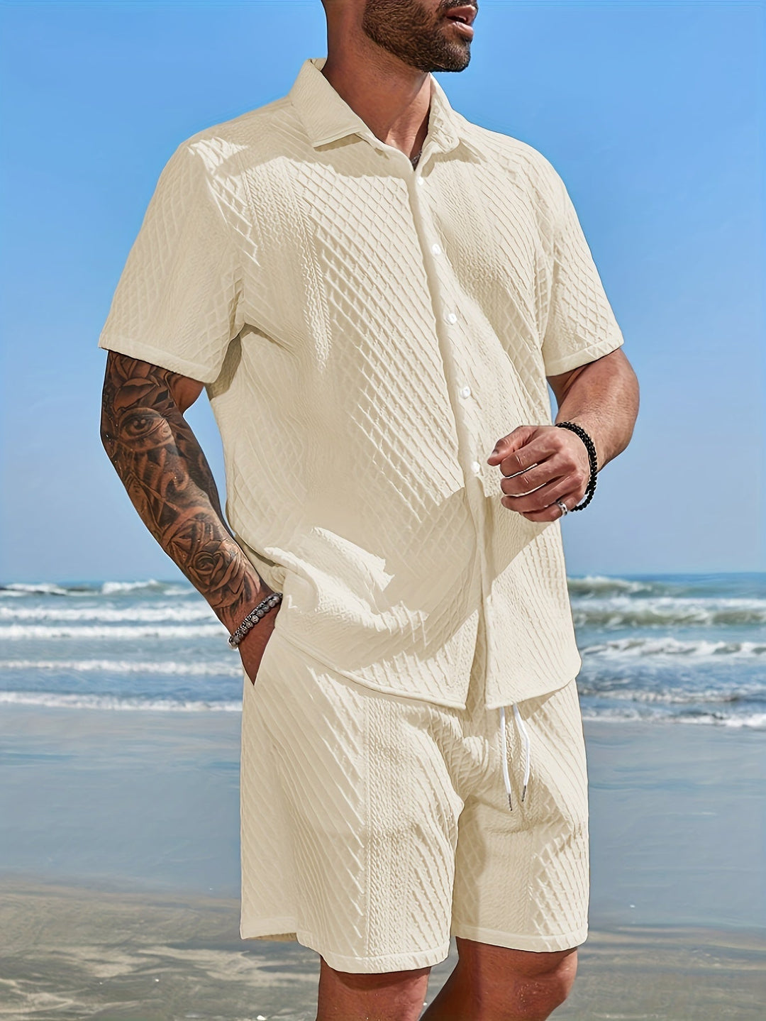 LEVANTO | Solid Checked Knitted Set