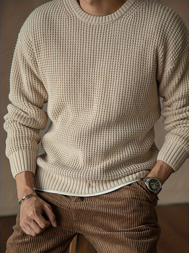 GILVAN | Pull en maille unie à col rond pour homme