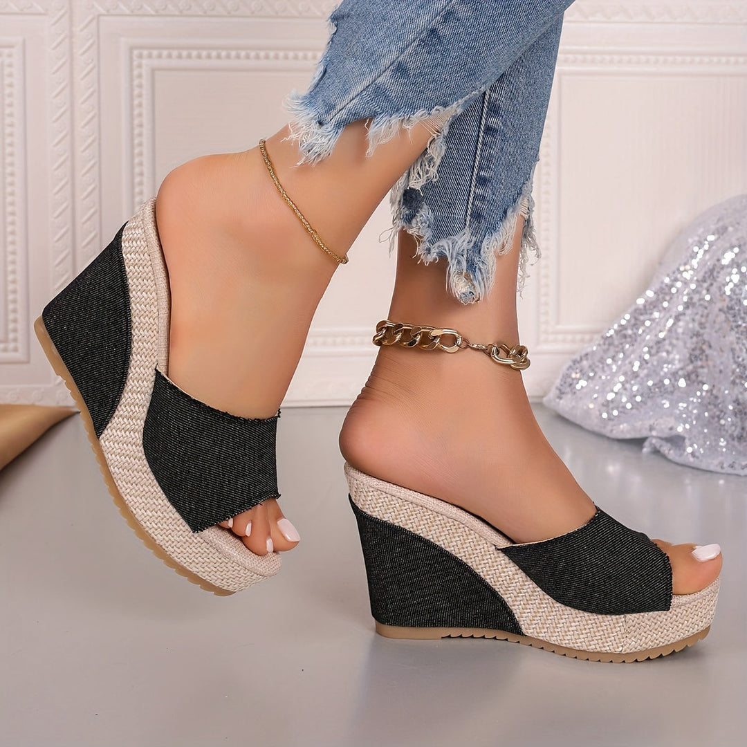Juna | Classic Denim Wedge Sandals