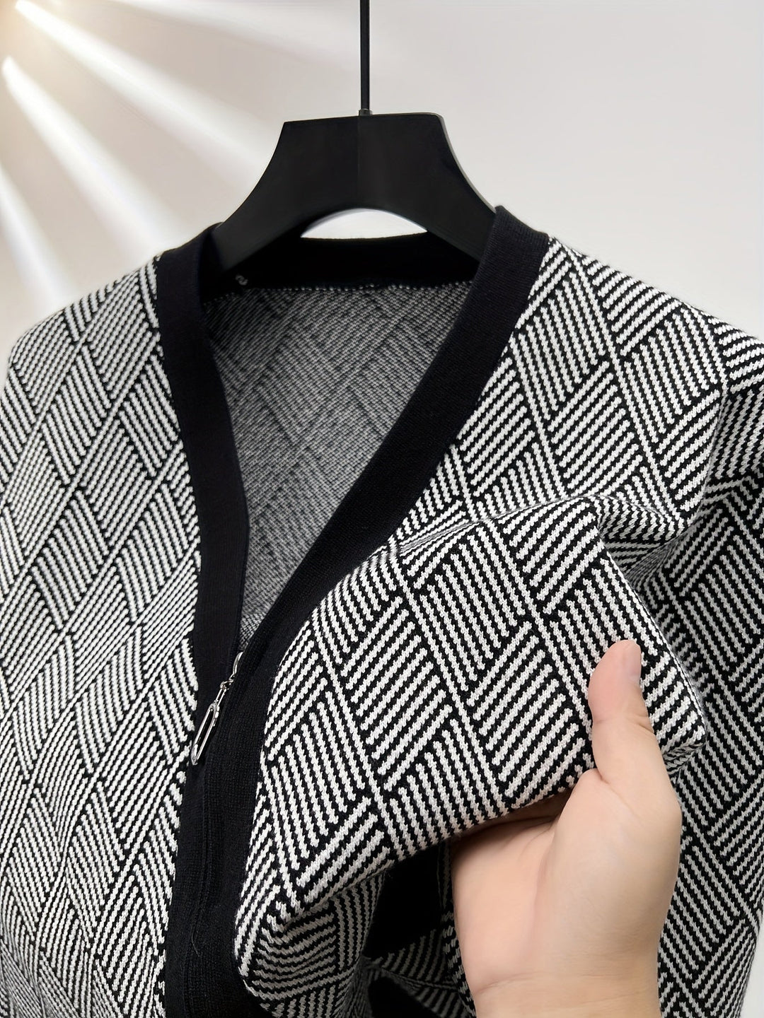 ROCKO | Cardigan décontracté pour homme avec fermeture éclair et col en V