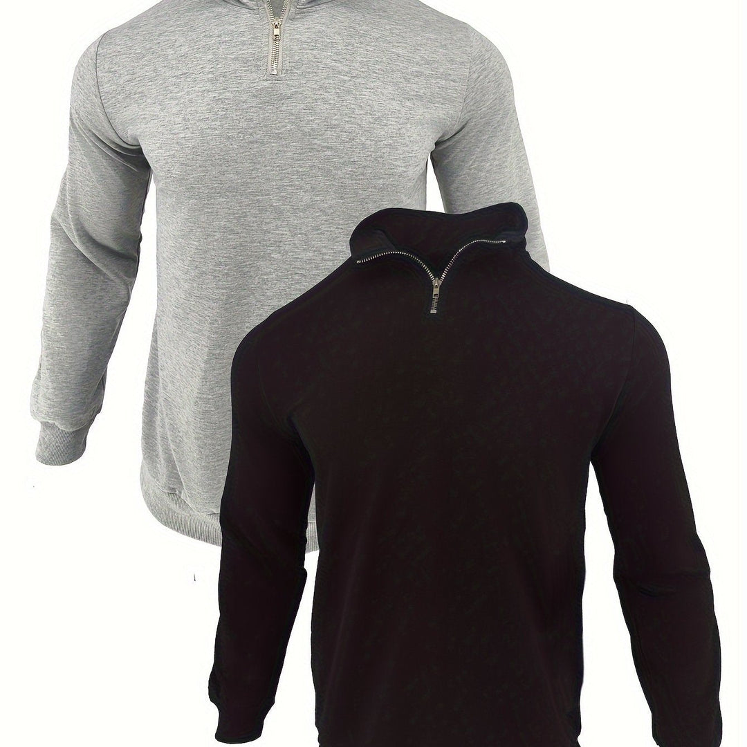 DANFEN | Casual Solid Men’s Sweatshirts with Half Zipper, Long Sleeves