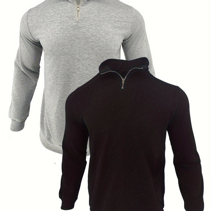 DANFEN | Casual Solid Men’s Sweatshirts with Half Zipper, Long Sleeves