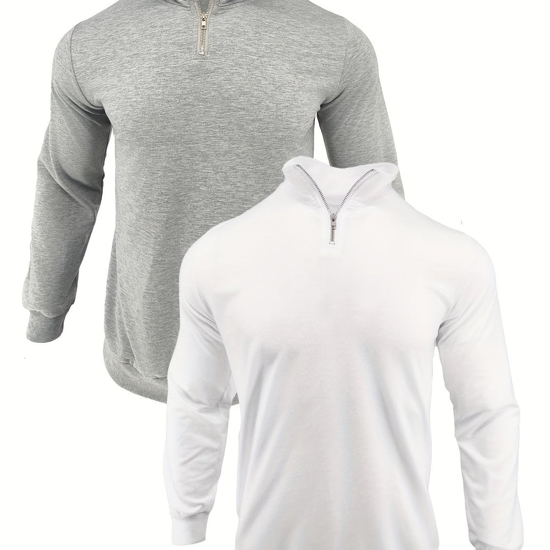 DANFEN | Casual Solid Men’s Sweatshirts with Half Zipper, Long Sleeves