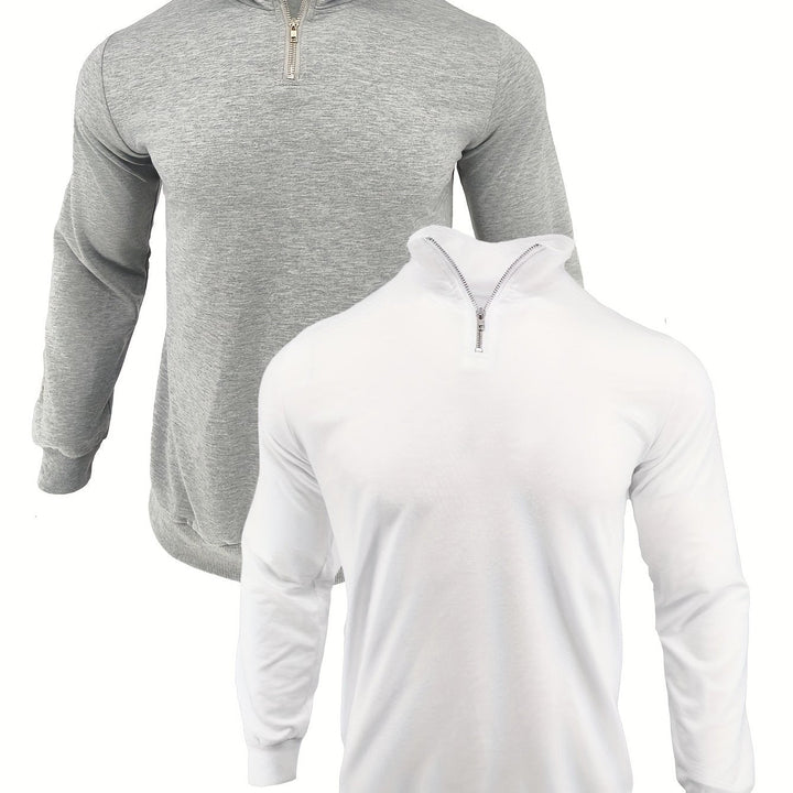 DANFEN | Casual Solid Men’s Sweatshirts with Half Zipper, Long Sleeves