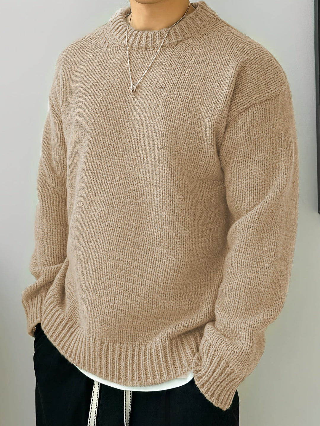 DANVAR | Casual Solid Knitted Men’s Sweater with Long Sleeves