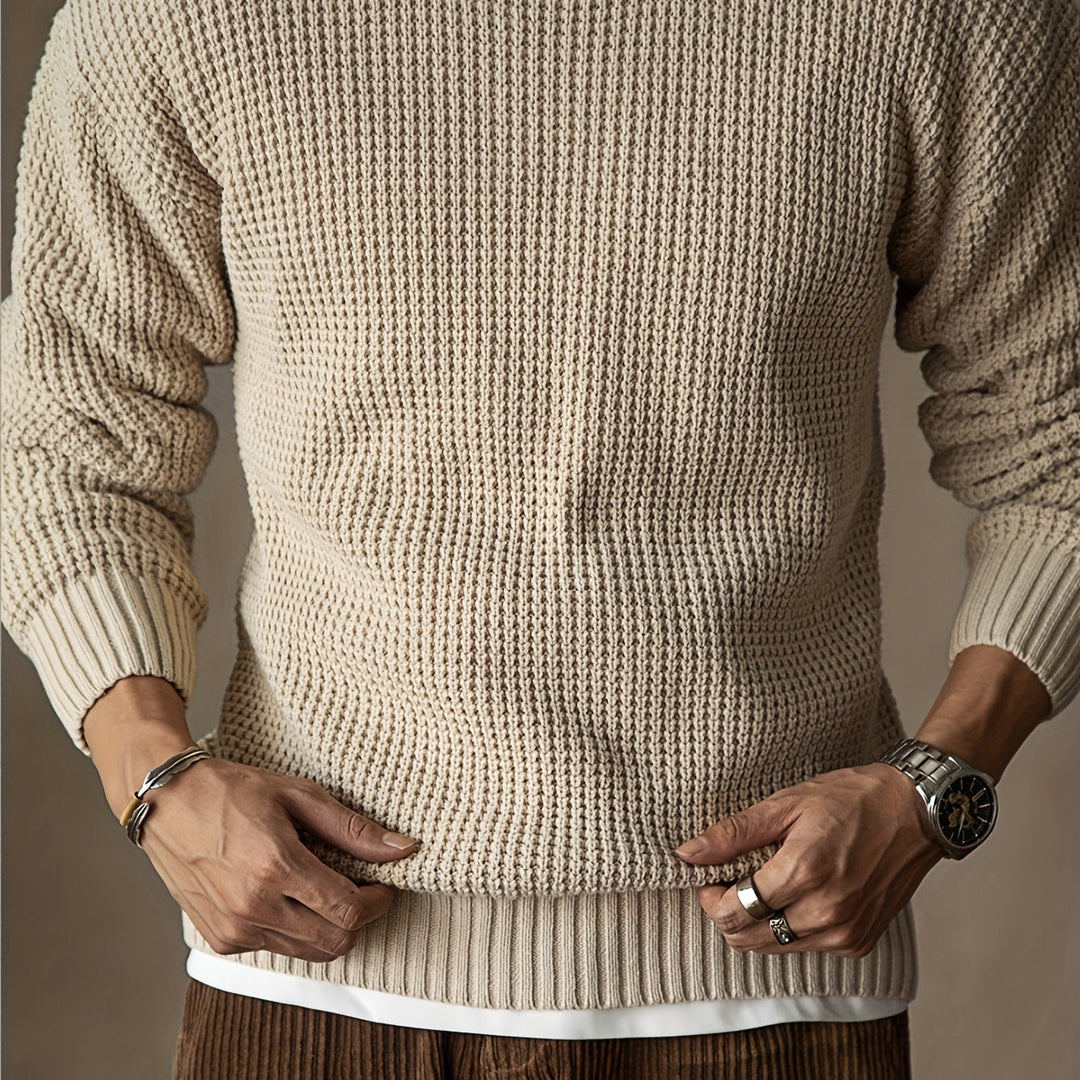 GILVAN | Pull en maille unie à col rond pour homme
