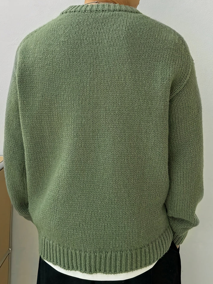 DANVAR | Casual Solid Knitted Men’s Sweater with Long Sleeves