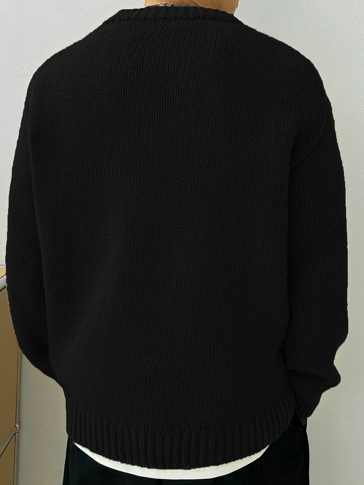 DANVAR | Casual Solid Knitted Men’s Sweater with Long Sleeves