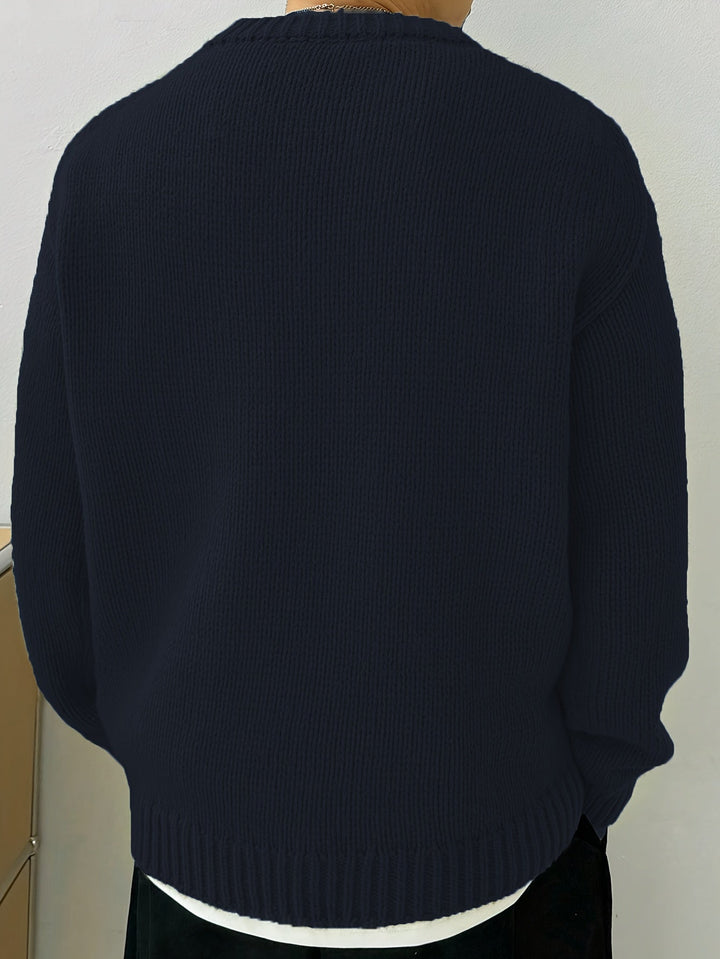 DANVAR | Casual Solid Knitted Men’s Sweater with Long Sleeves