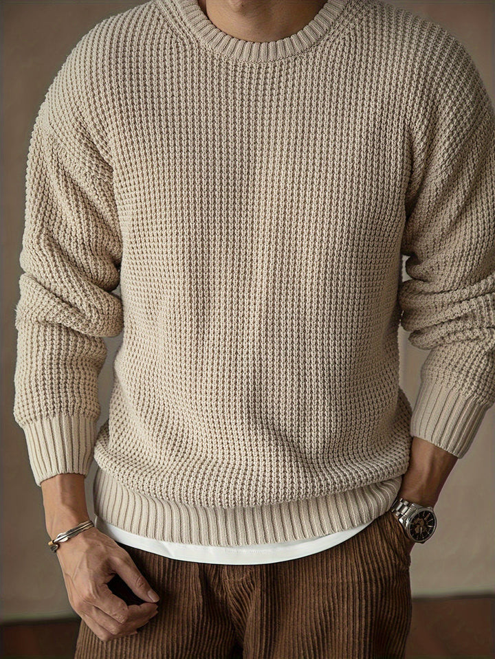 GILVAN | Pull en maille unie à col rond pour homme