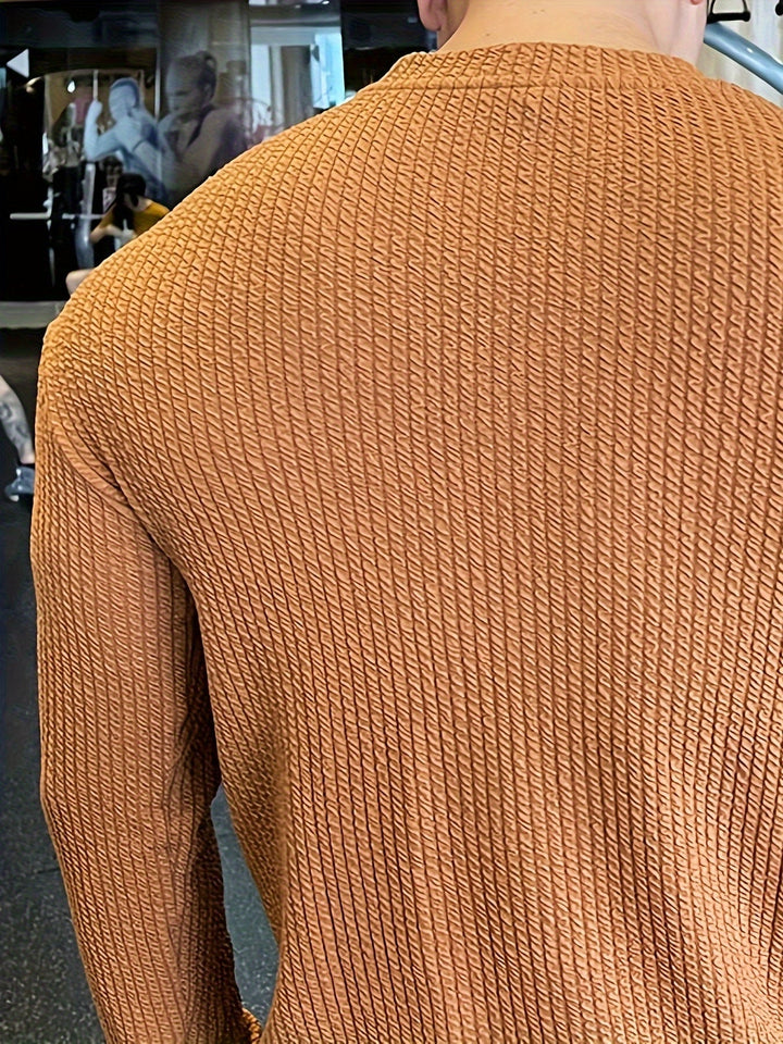 PEPPIN | Pull respirant à manches longues, côtelé et coupe ajustée