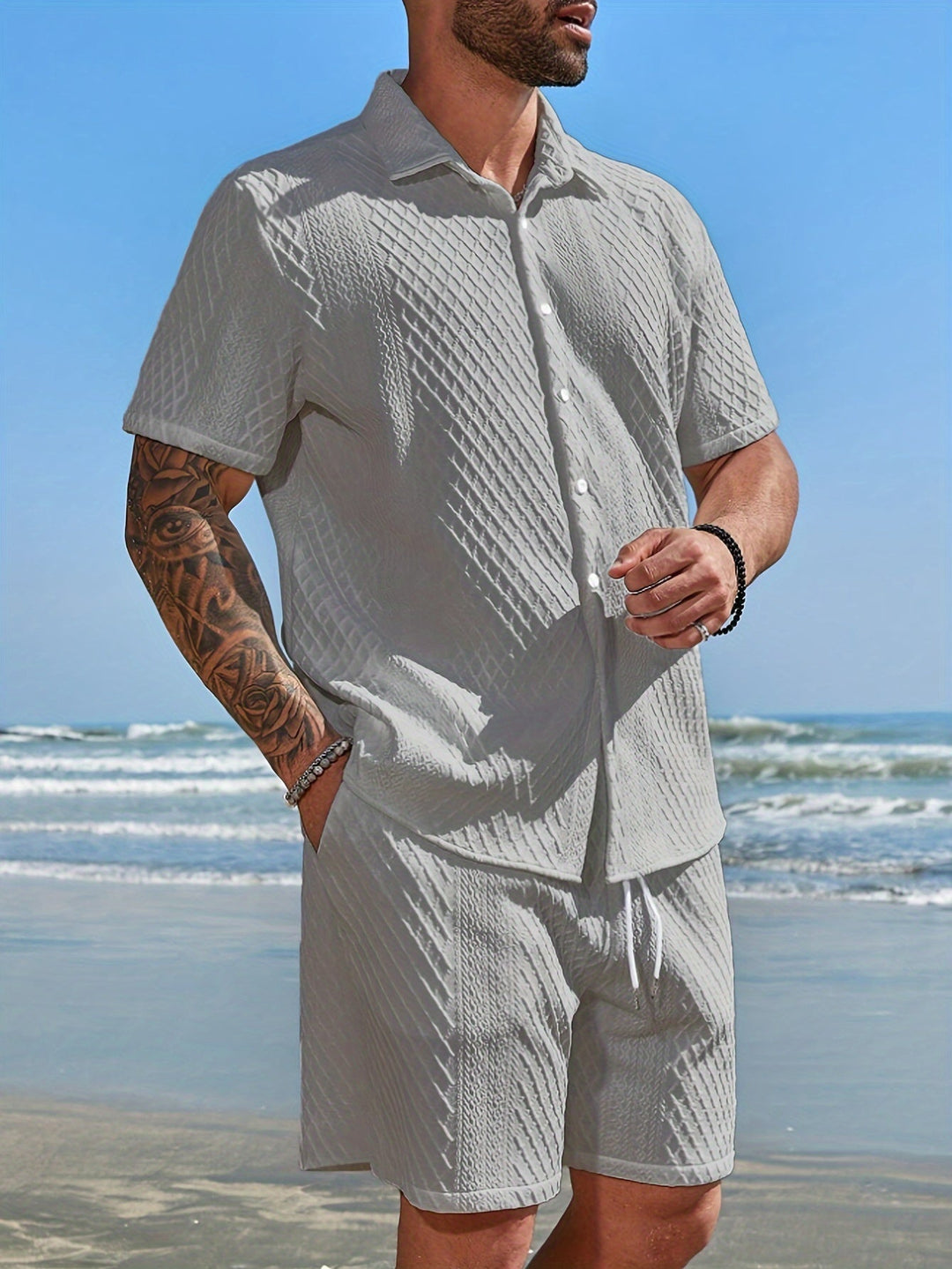 LEVANTO | Solid Checked Knitted Set
