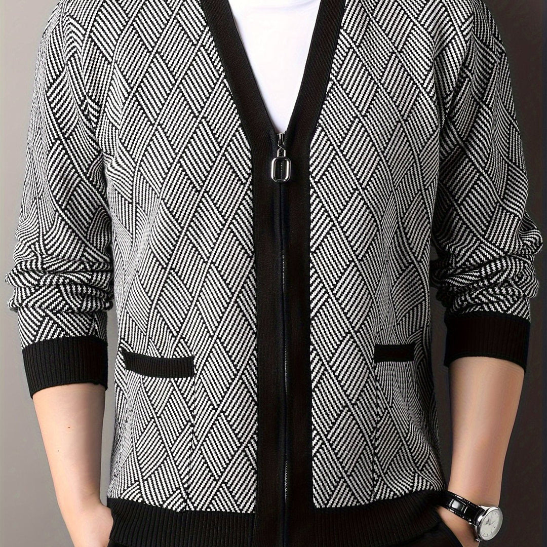 ROCKO | Cardigan décontracté pour homme avec fermeture éclair et col en V