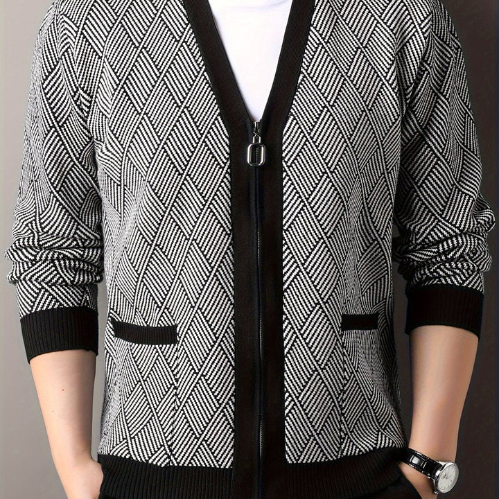 ROCKO | Cardigan décontracté pour homme avec fermeture éclair et col en V